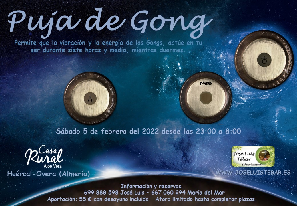 5/02/22 Sabado a las 23:00 a las 8:00 del domingo - Puja de Gong en Casa Rural Aloe Vera en Huércal-Overa (Murcia)