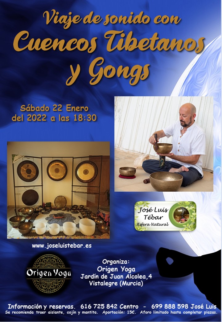 22/01/22 Sábado a las 18:30 - Viaje de sonido con Cuencos Tibetanos y Gongs en Origen Yoga en Murcia